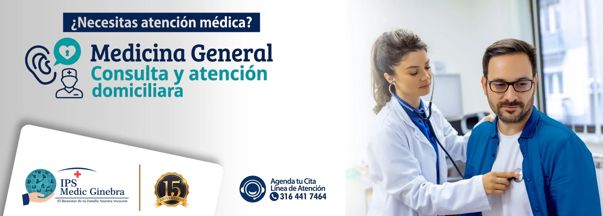 Consulta de medicina general y atención domiciliaria.